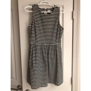 J Crew Peplum B&W Striped Dress